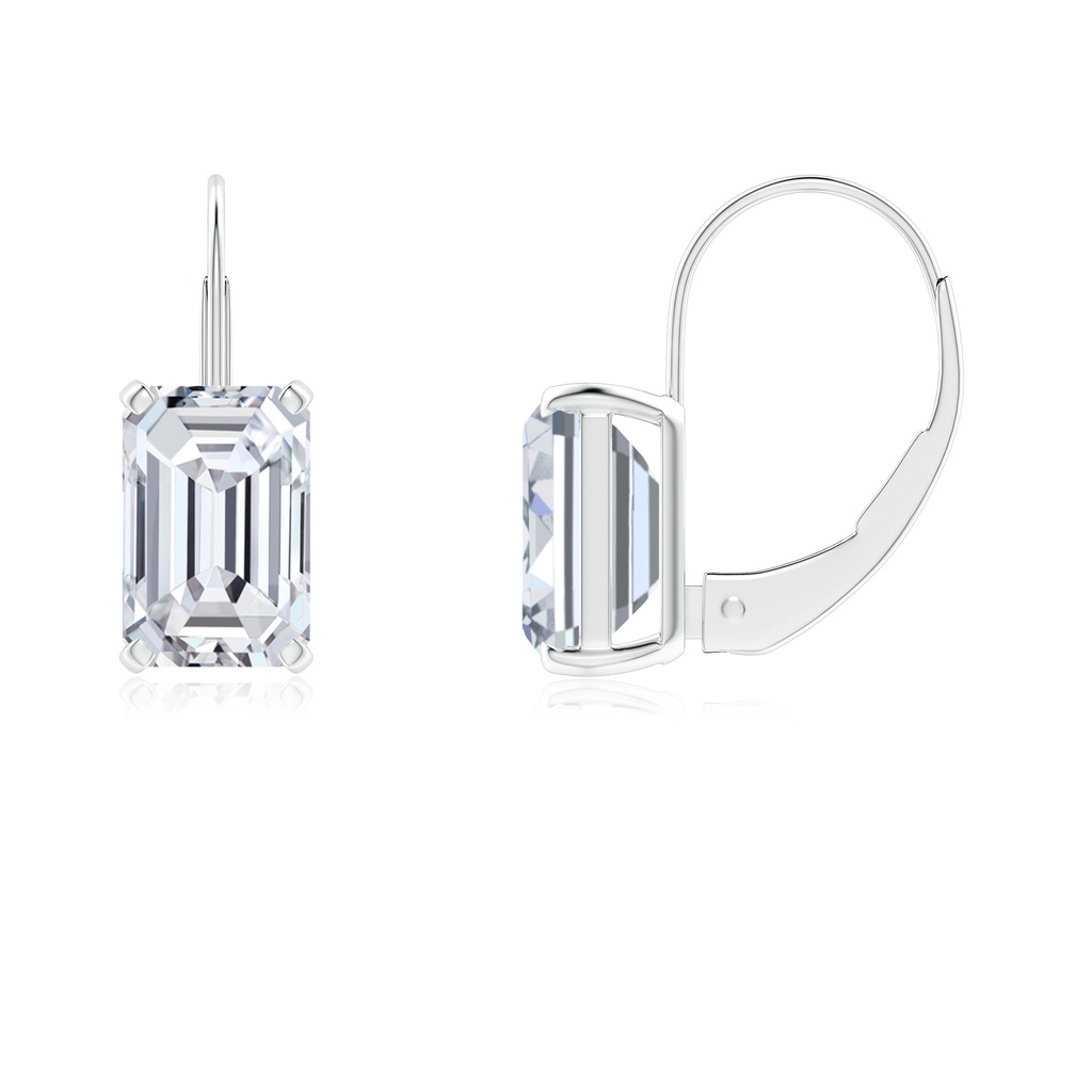 6.5x4mm HSI2 Emerald-Cut Diamond Solitaire Leverback Earrings in White Gold