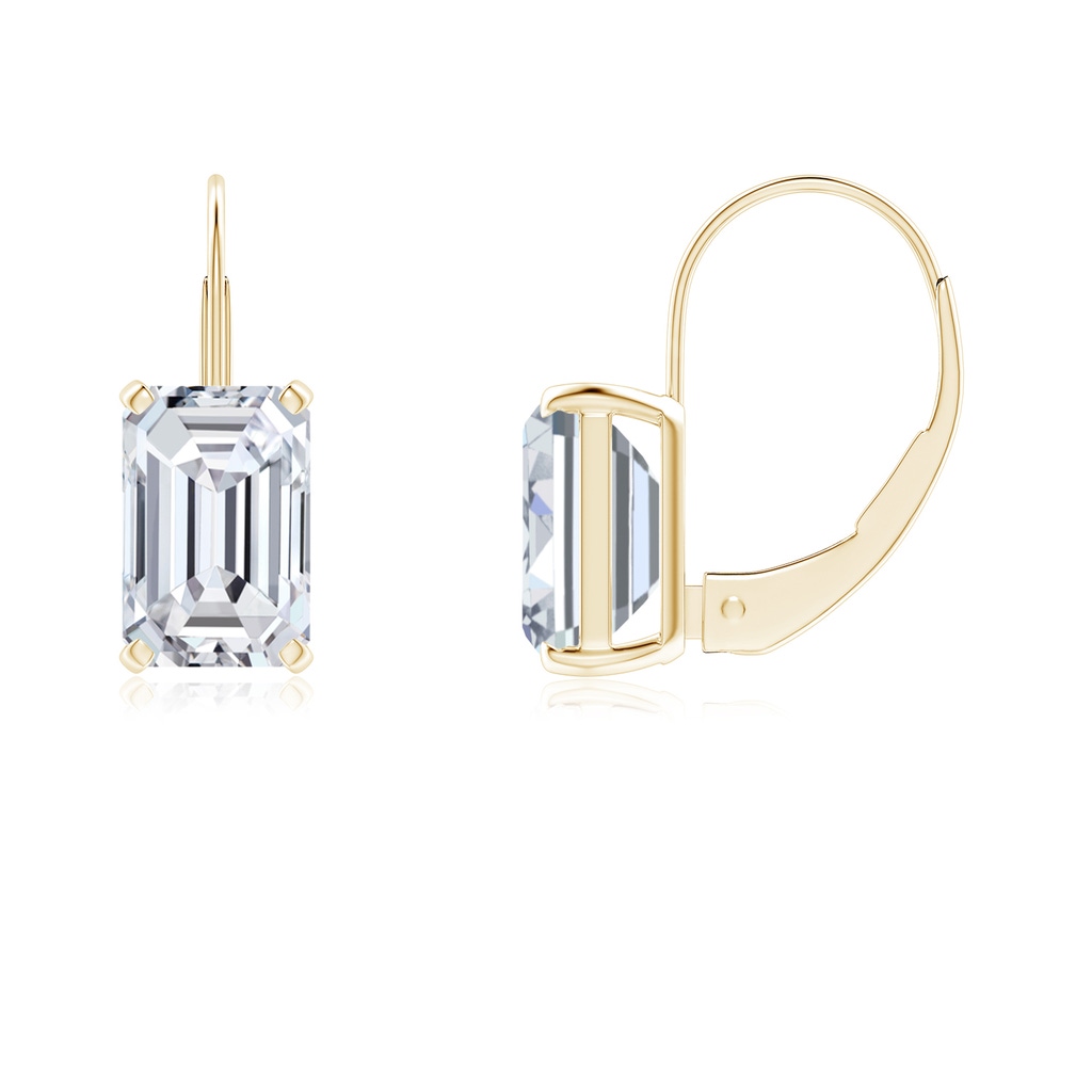 6.5x4mm HSI2 Emerald-Cut Diamond Solitaire Leverback Earrings in Yellow Gold