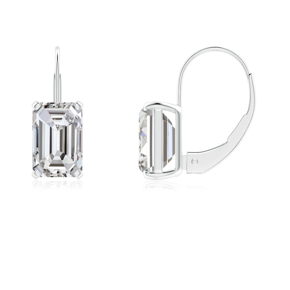 6.5x4mm IJI1I2 Emerald-Cut Diamond Solitaire Leverback Earrings in P950 Platinum 