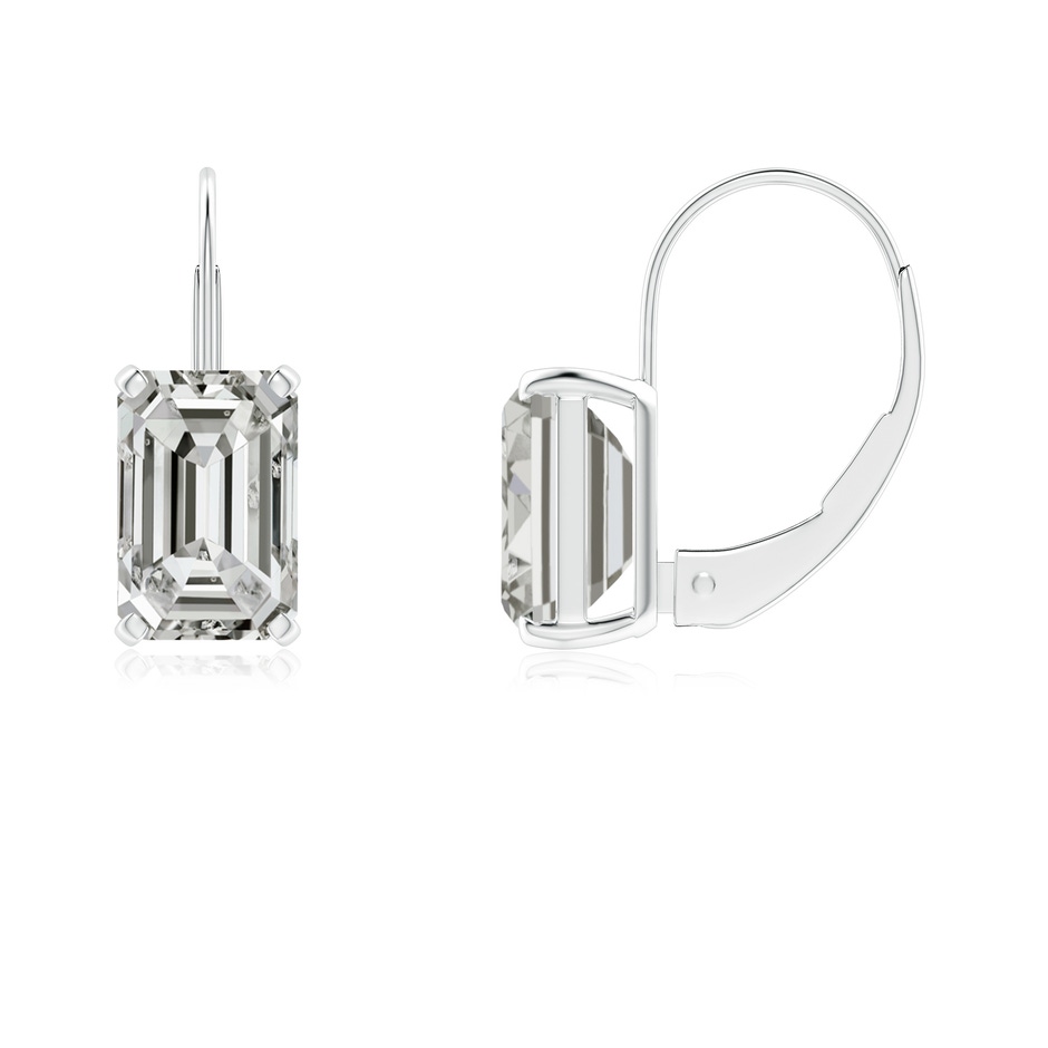 6.5x4mm KI3 Emerald-Cut Diamond Solitaire Leverback Earrings in White Gold 