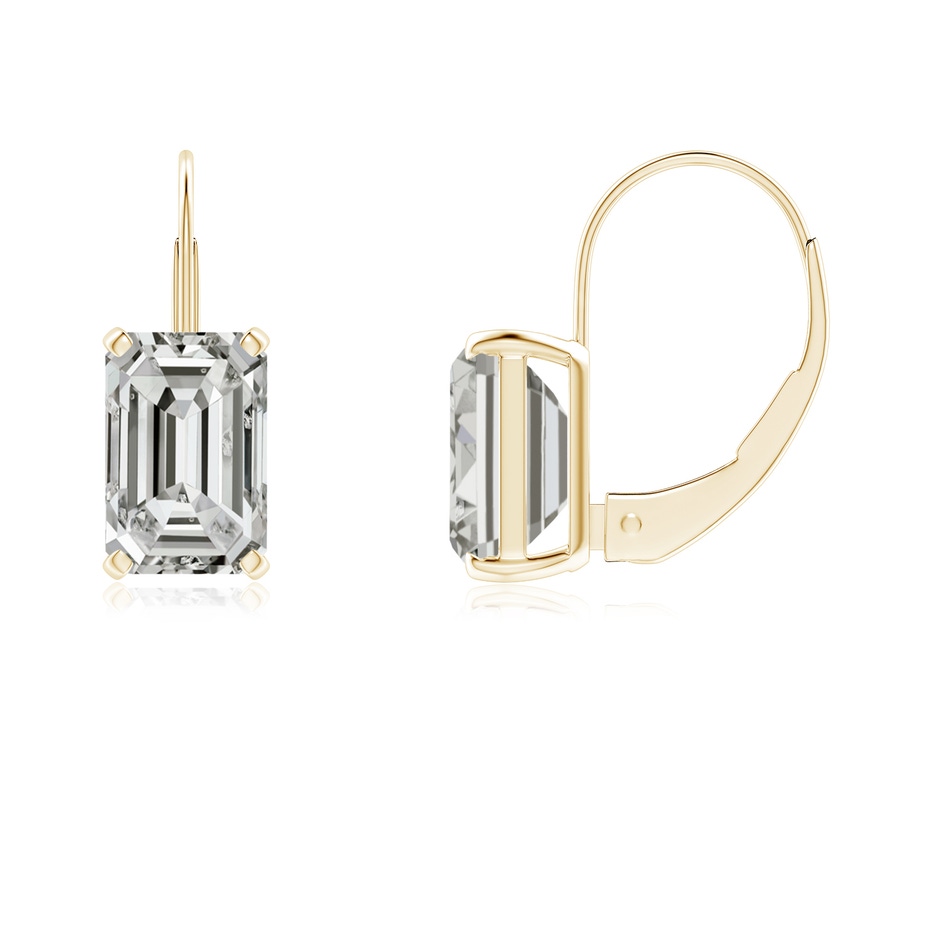 6.5x4mm KI3 Emerald-Cut Diamond Solitaire Leverback Earrings in Yellow Gold 