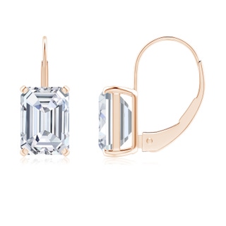 7.5x5.5mm GVS2 Emerald-Cut Diamond Solitaire Leverback Earrings in Rose Gold