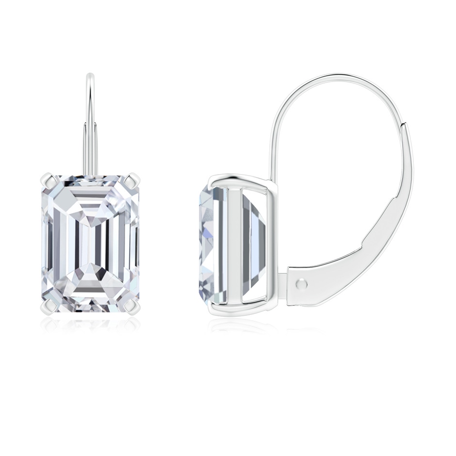 7.5x5.5mm HSI2 Emerald-Cut Diamond Solitaire Leverback Earrings in P950 Platinum 