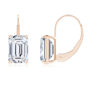 7.5x5.5mm HSI2 Emerald-Cut Diamond Solitaire Leverback Earrings in Rose Gold