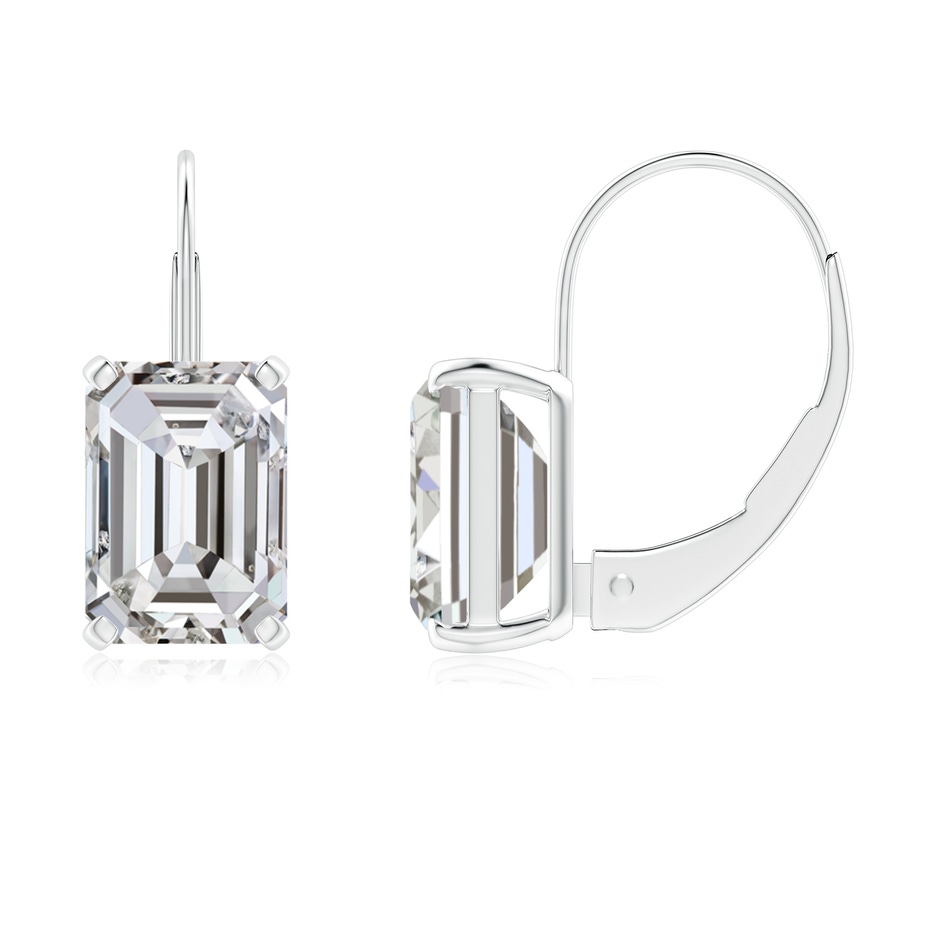 7.5x5.5mm IJI1I2 Emerald-Cut Diamond Solitaire Leverback Earrings in P950 Platinum 