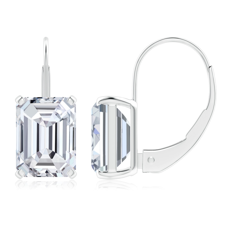 8.5x6.5mm HSI2 Emerald-Cut Diamond Solitaire Leverback Earrings in 18K White Gold 