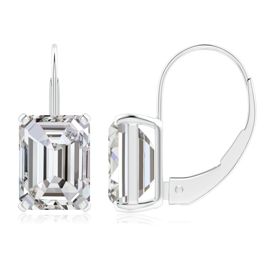 8.5x6.5mm IJI1I2 Emerald-Cut Diamond Solitaire Leverback Earrings in P950 Platinum 