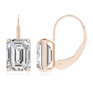 8.5x6.5mm IJI1I2 Emerald-Cut Diamond Solitaire Leverback Earrings in Rose Gold