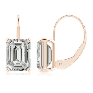 8.5x6.5mm KI3 Emerald-Cut Diamond Solitaire Leverback Earrings in Rose Gold