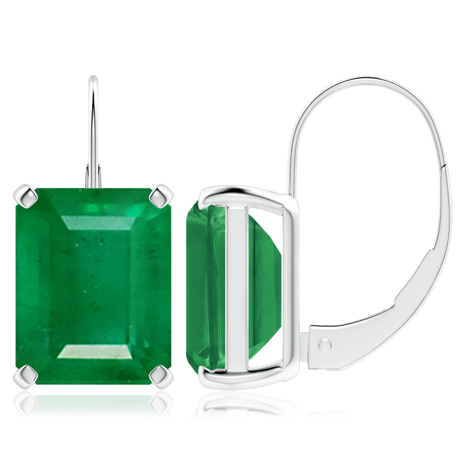 10x8mm AA Emerald-Cut Emerald Solitaire Leverback Earrings in P950 Platinum 
