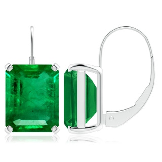 10x8mm AAA Emerald-Cut Emerald Solitaire Leverback Earrings in P950 Platinum