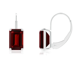 6x4mm AAAA Emerald-Cut Garnet Solitaire Leverback Earrings in P950 Platinum