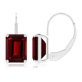 8x6mm AAAA Emerald-Cut Garnet Solitaire Leverback Earrings in P950 Platinum