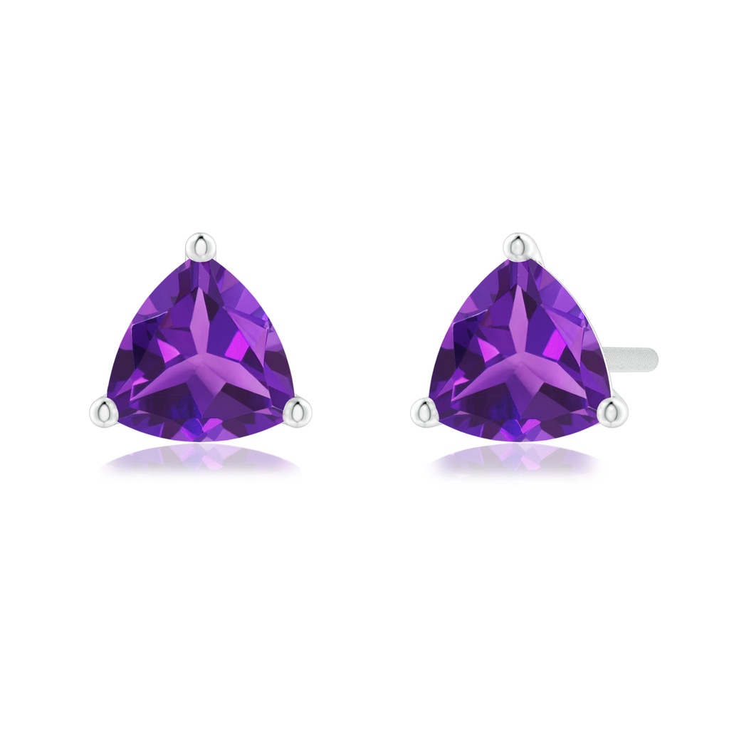 5mm AAAA Martini-Set Trillion Amethyst Stud Earrings in P950 Platinum