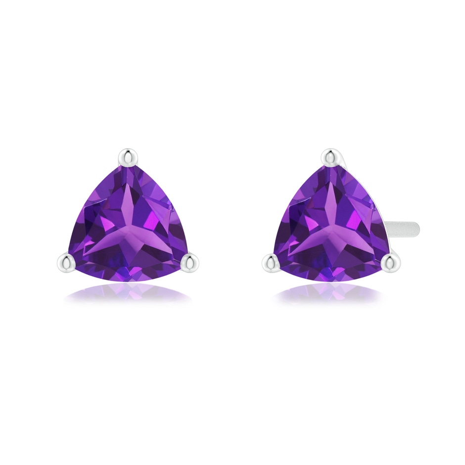 5mm AAAA Martini-Set Trillion Amethyst Stud Earrings in P950 Platinum 