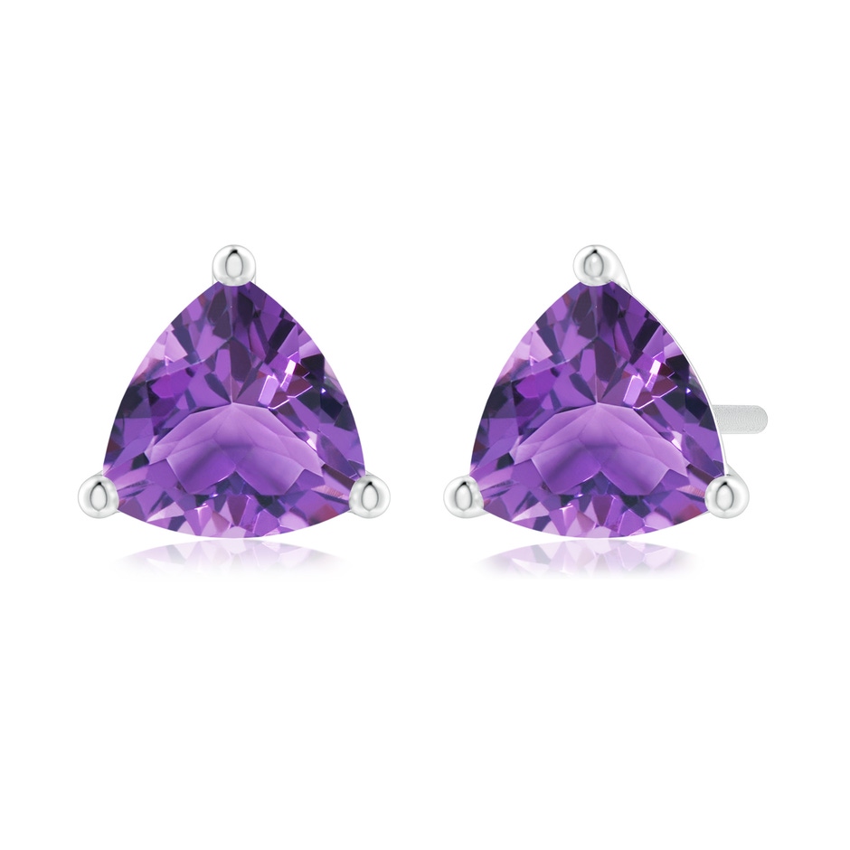 6mm AA Martini-Set Trillion Amethyst Stud Earrings in White Gold 