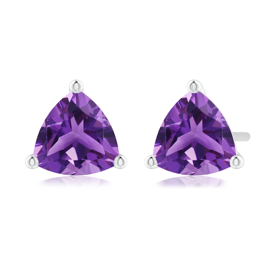 6mm AAA Martini-Set Trillion Amethyst Stud Earrings in White Gold 