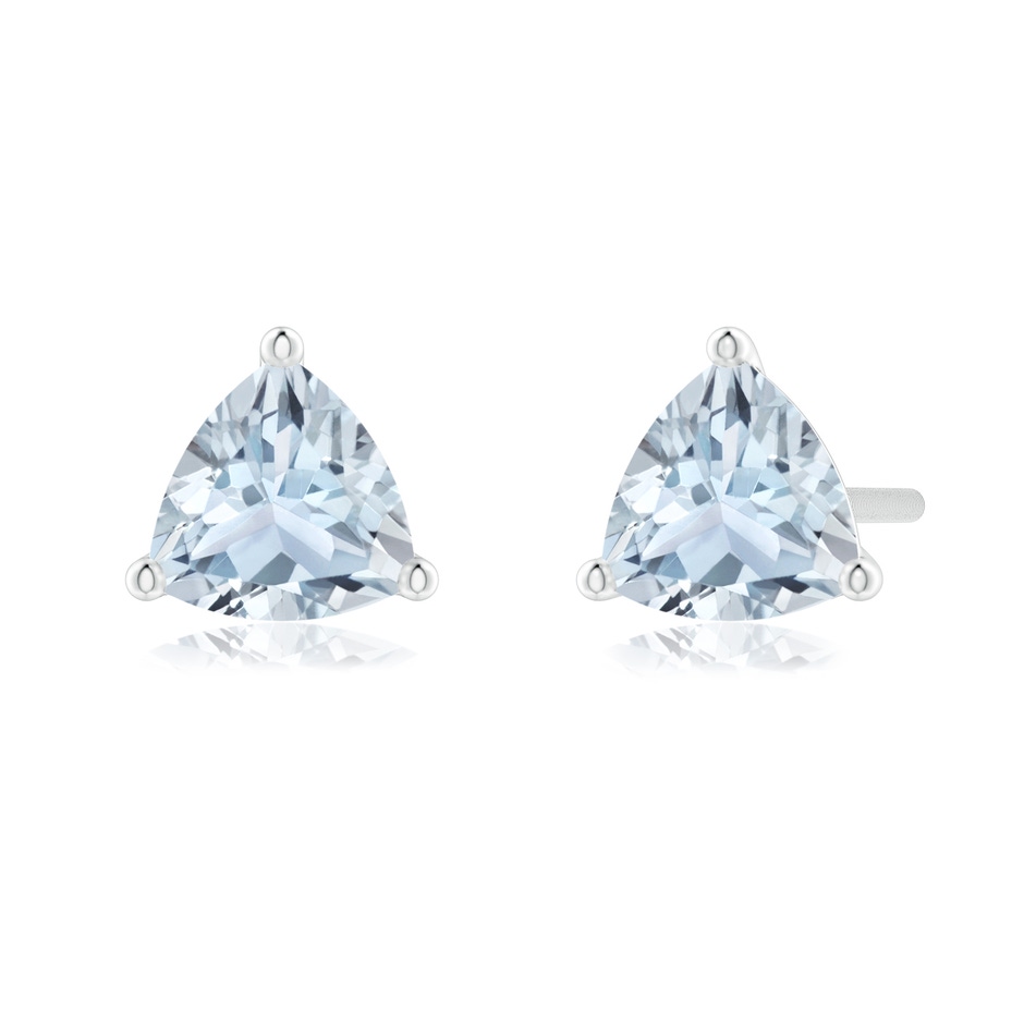 5mm A Martini-Set Trillion Aquamarine Stud Earrings in 18K White Gold 