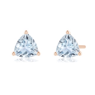 5mm A Martini-Set Trillion Aquamarine Stud Earrings in Rose Gold