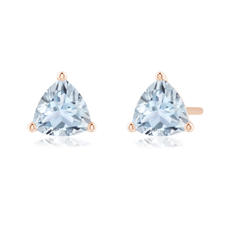 5mm A Martini-Set Trillion Aquamarine Stud Earrings in Rose Gold 