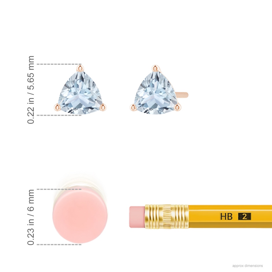 5mm A Martini-Set Trillion Aquamarine Stud Earrings in Rose Gold ruler