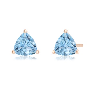 5mm AAA Martini-Set Trillion Aquamarine Stud Earrings in Rose Gold