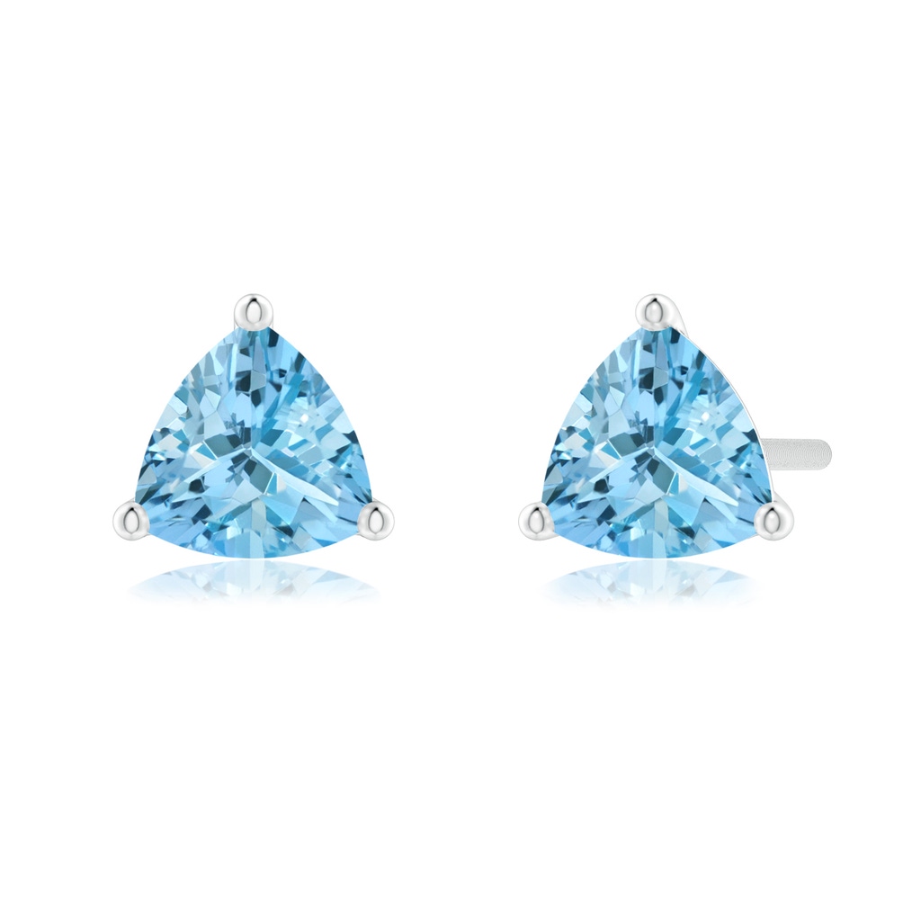 5mm AAAA Martini-Set Trillion Aquamarine Stud Earrings in P950 Platinum