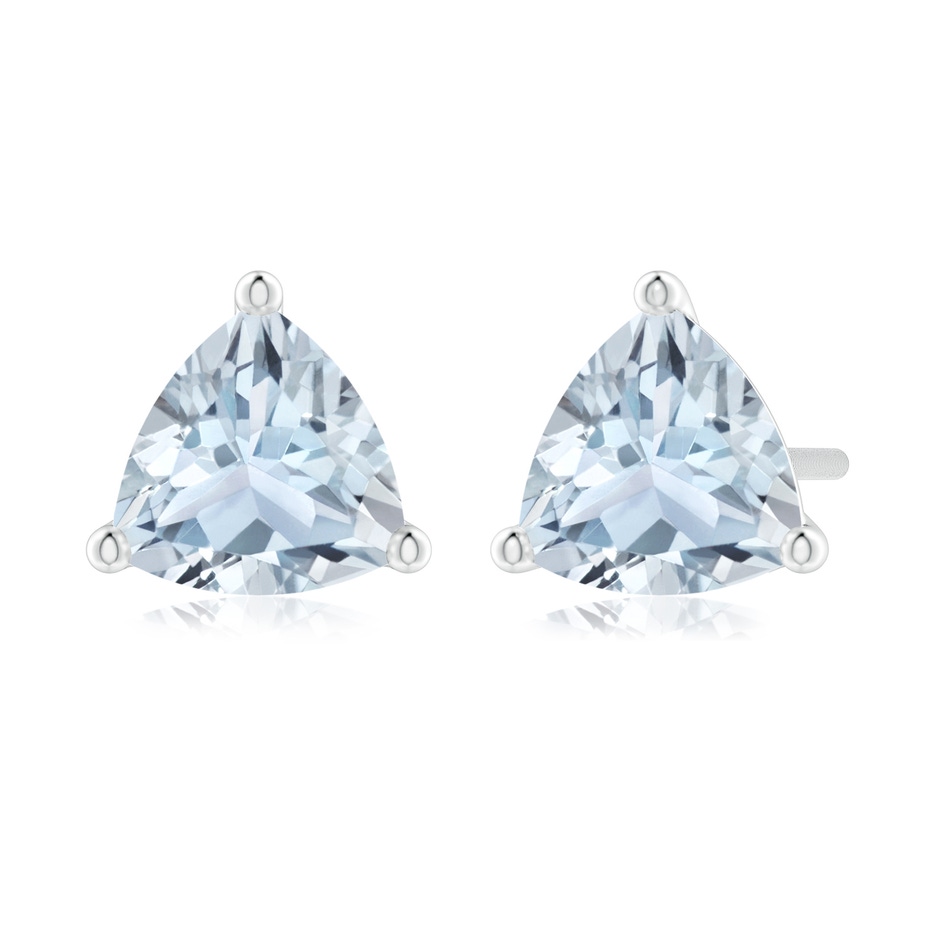 6mm A Martini-Set Trillion Aquamarine Stud Earrings in 18K White Gold 
