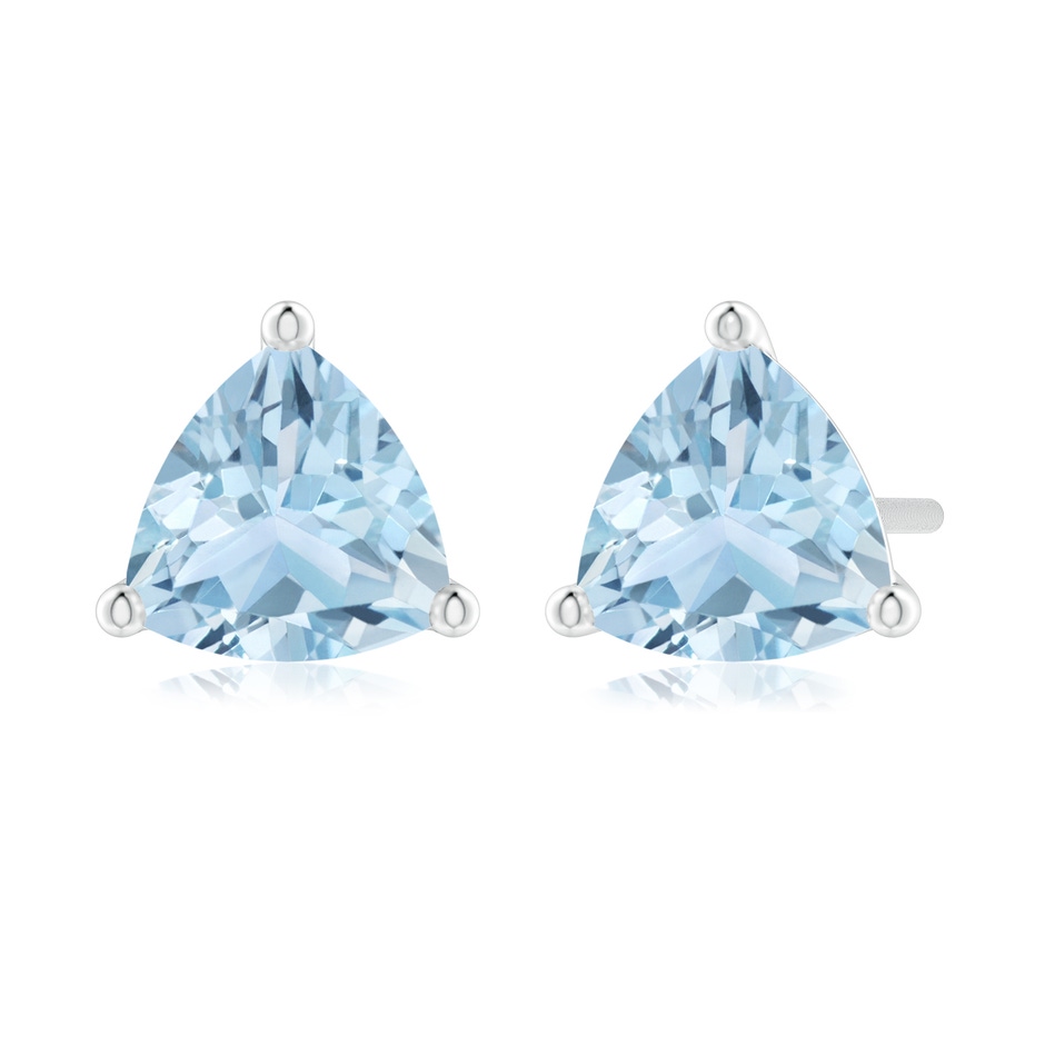 6mm AA Martini-Set Trillion Aquamarine Stud Earrings in White Gold 