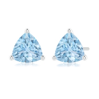 6mm AAA Martini-Set Trillion Aquamarine Stud Earrings in White Gold