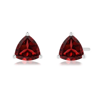 5mm AAAA Martini-Set Trillion Garnet Stud Earrings in P950 Platinum