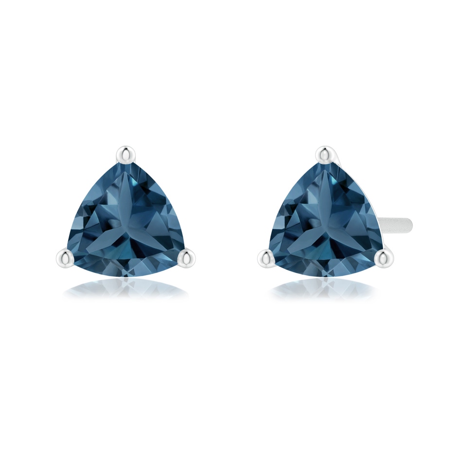 5mm A Martini-Set Trillion London Blue Topaz Stud Earrings in White Gold 