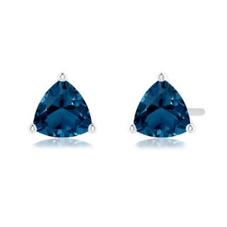 5mm AAAA Martini-Set Trillion London Blue Topaz Stud Earrings in P950 Platinum
