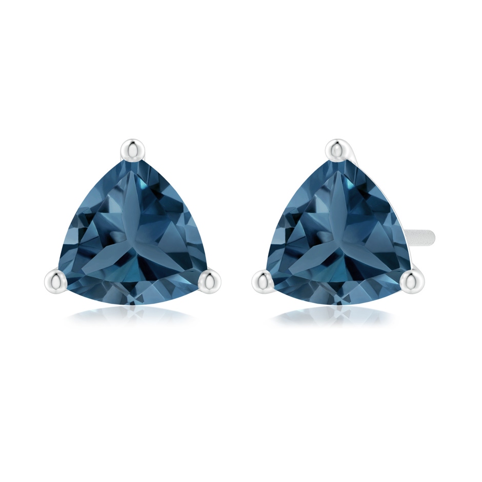 6mm A Martini-Set Trillion London Blue Topaz Stud Earrings in White Gold 