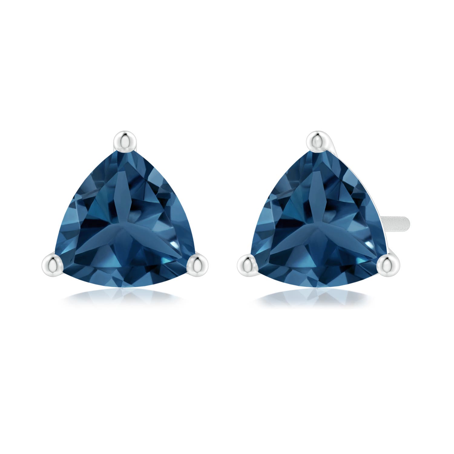 6mm AA Martini-Set Trillion London Blue Topaz Stud Earrings in 18CT White Gold