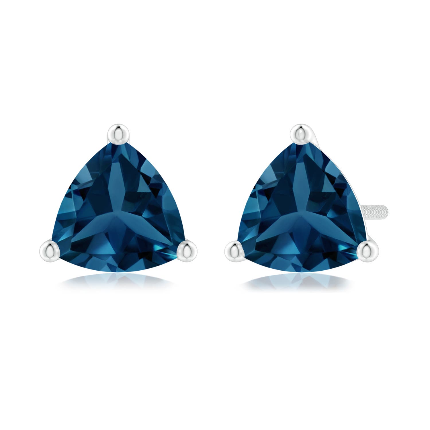 6mm AAA Martini-Set Trillion London Blue Topaz Stud Earrings in P950 Platinum