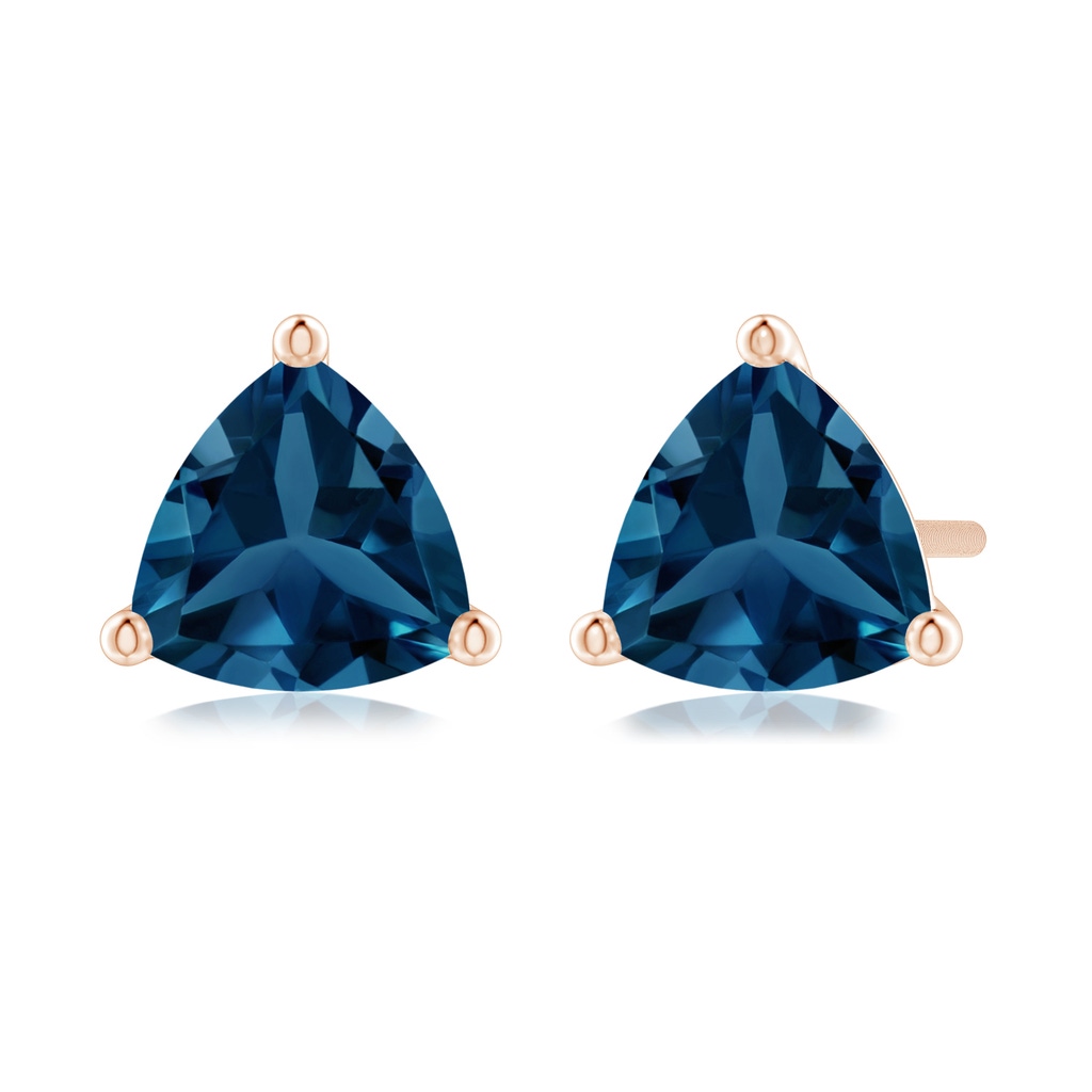 6mm AAA Martini-Set Trillion London Blue Topaz Stud Earrings in Rose Gold