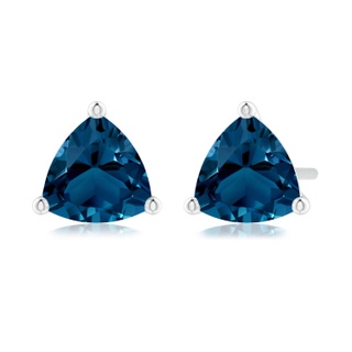 6mm AAAA Martini-Set Trillion London Blue Topaz Stud Earrings in P950 Platinum