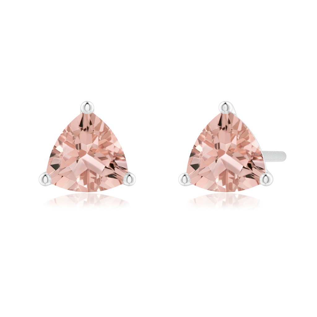 5mm AAAA Martini-Set Trillion Morganite Stud Earrings in White Gold