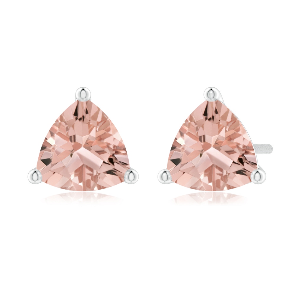 6mm AAAA Martini-Set Trillion Morganite Stud Earrings in P950 Platinum