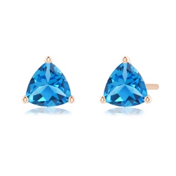 Solitaire Studs Rose Gold Swiss Blue Topaz Earrings