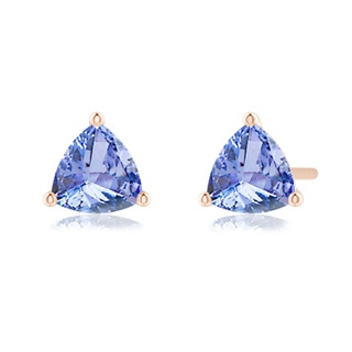 5mm A Martini-Set Trillion Tanzanite Stud Earrings in Rose Gold