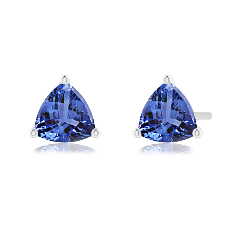 5mm AA Martini-Set Trillion Tanzanite Stud Earrings in 18K White Gold 