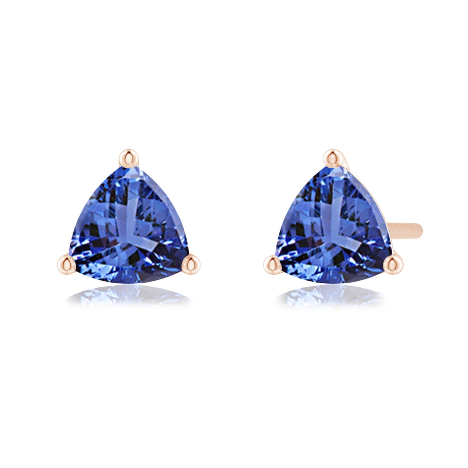 5mm AA Martini-Set Trillion Tanzanite Stud Earrings in Rose Gold 