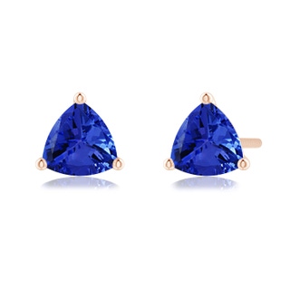 5mm AAA Martini-Set Trillion Tanzanite Stud Earrings in Rose Gold