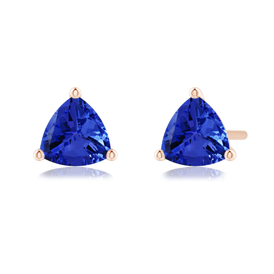 5mm AAA Martini-Set Trillion Tanzanite Stud Earrings in Rose Gold 