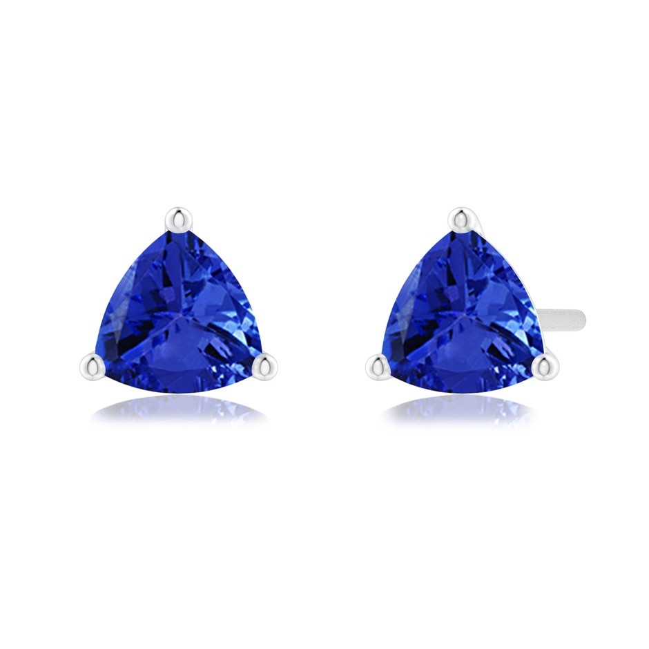 5mm AAA Martini-Set Trillion Tanzanite Stud Earrings in White Gold 