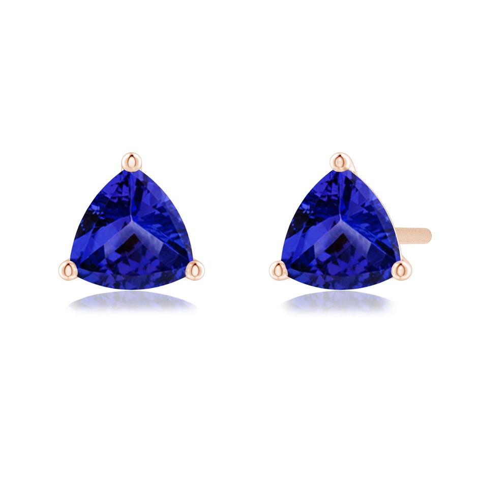5mm AAAA Martini-Set Trillion Tanzanite Stud Earrings in Rose Gold 