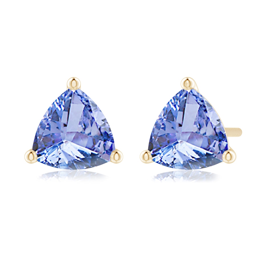 6mm A Martini-Set Trillion Tanzanite Stud Earrings in Yellow Gold 