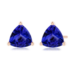 6mm AAAA Martini-Set Trillion Tanzanite Stud Earrings in Rose Gold